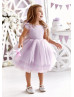 Purple Satin Tulle Corset Back Short Flower Girl Dress